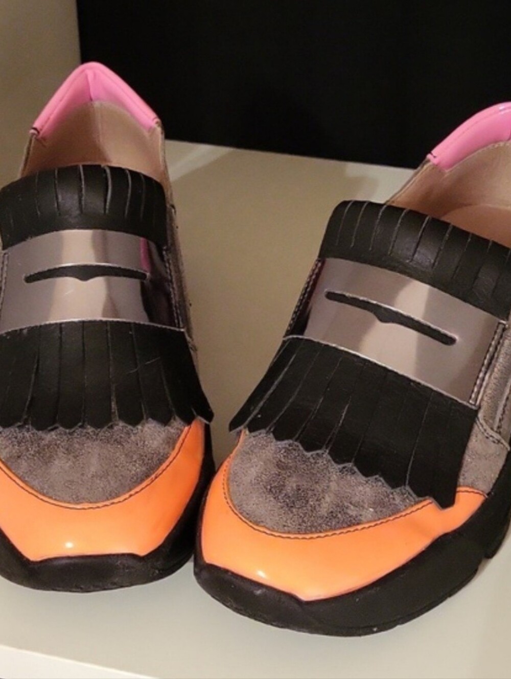 Wonders Platform Loafers Shoes Slip-ons Spain / Sz 5 / Neon orange/pink, black - Picture 3 of 17